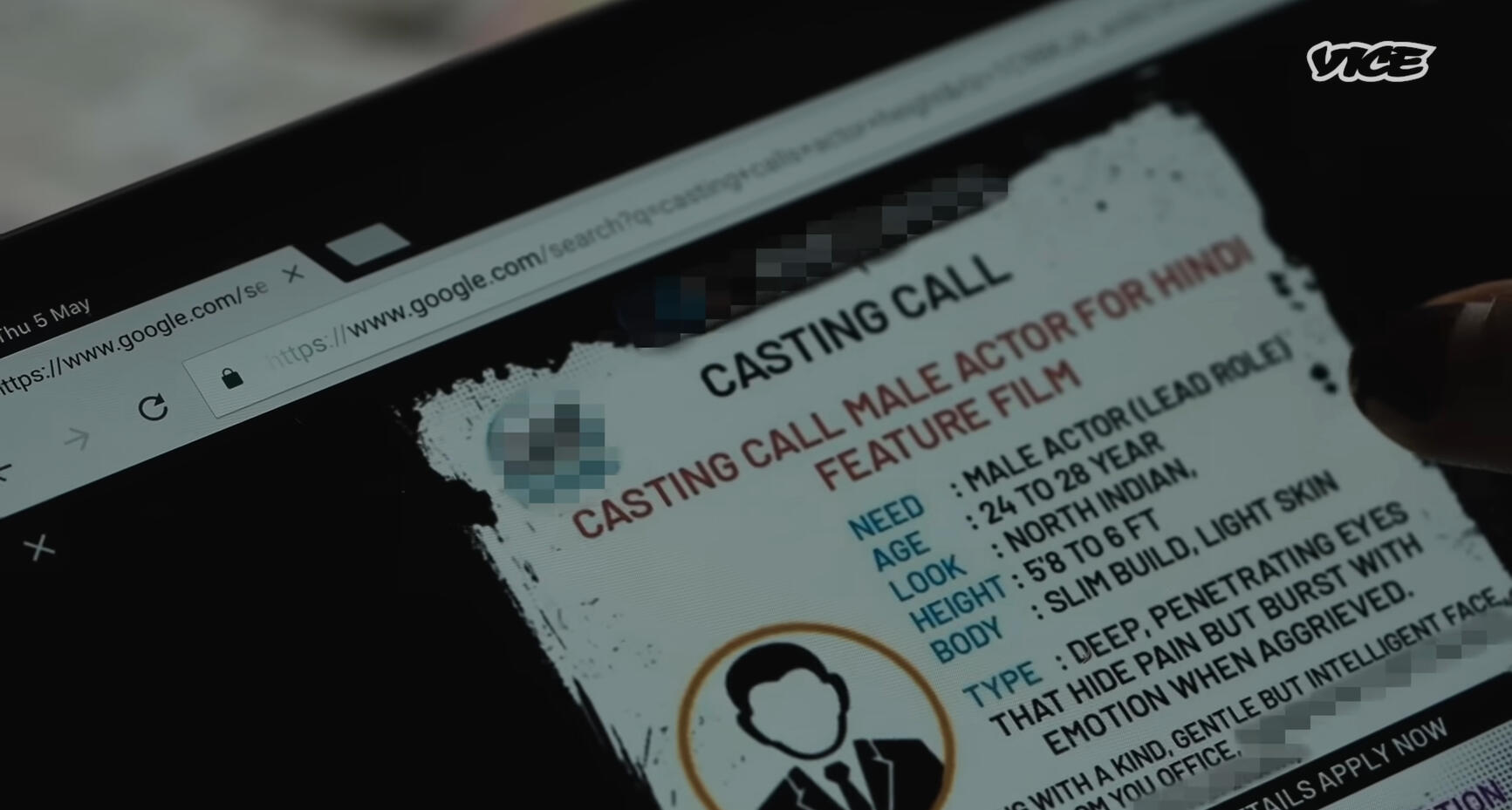 Shot in the film about matrimonial ads and their explicit height biases